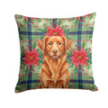 Copper Nova Scotia Duck Tolling Retriever Christmas PoinsettIas Decorative Throw Pillow 14x14 Indoor Outdoor Accent Cushion, Fabric Cover with Insert for Sofa, Bed, Porch & Living Room
