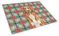 Orange Nova Scotia Duck Tolling Retriever Christmas PoinsettIas Cutting Board Tempered Glass Kitchen Cutting Surface, Heat Resistant Chopping, Non-Slip Feet, Food Prep & Serving
