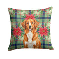 Orange Nova Scotia Duck Tolling Retriever Christmas PoinsettIas Decorative Throw Pillow 18x18 Indoor Outdoor Accent Cushion, Fabric Cover with Insert for Sofa, Bed, Porch & Living Room