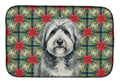 Gray and White Old English Sheepdog Christmas PoinsettIas Dish Drying Mat Absorbent Dish Drying Mat Pad for Kitchen Counter Dish Drainer Mat for Countertop, 14 x 21", Multicolor