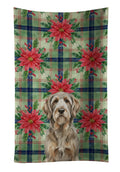Grizzle and Tan Otterhound Christmas PoinsettIas Kitchen Towel Velour Plush Front and Cotton Loop Back Machine Washable