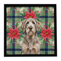Grizzle and Tan Otterhound Christmas PoinsettIas Framed Metal Print Bathroom, Kitchen, Office, Home Decor Wall Art Ready to Hang, Square, 8X8