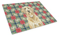 Wheaten and Tan Otterhound Christmas PoinsettIas Cutting Board Tempered Glass Kitchen Cutting Surface, Heat Resistant Chopping, Non-Slip Feet, Food Prep & Serving