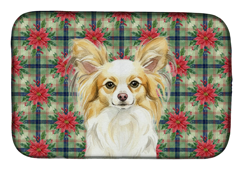 Lemon and White Papillon Christmas PoinsettIas Dish Drying Mat Absorbent Dish Drying Mat Pad for Kitchen Counter Dish Drainer Mat for Countertop, 14 x 21", Multicolor