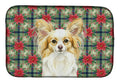 Lemon and White Papillon Christmas PoinsettIas Dish Drying Mat Absorbent Dish Drying Mat Pad for Kitchen Counter Dish Drainer Mat for Countertop, 14 x 21", Multicolor
