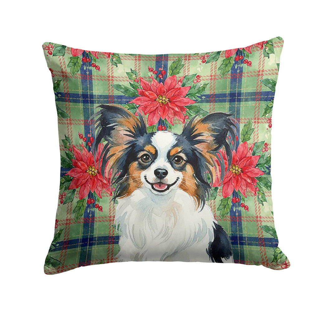 Tricoilor Papillon Christmas PoinsettIas Decorative Throw Pillow 14x14 Indoor Outdoor Accent Cushion, Fabric Cover with Insert for Sofa, Bed, Porch & Living Room