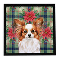 White with Red Papillon Christmas PoinsettIas Framed Metal Print Bathroom, Kitchen, Office, Home Decor Wall Art Ready to Hang, Square, 8X8