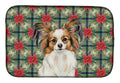 White with Sable Papillon Christmas PoinsettIas Dish Drying Mat Absorbent Dish Drying Mat Pad for Kitchen Counter Dish Drainer Mat for Countertop, 14 x 21", Multicolor