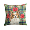 White with Sable Papillon Christmas PoinsettIas Decorative Throw Pillow 14x14 Indoor Outdoor Accent Cushion, Fabric Cover with Insert for Sofa, Bed, Porch & Living Room