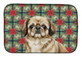 Sable Pekingese Christmas PoinsettIas Dish Drying Mat Absorbent Dish Drying Mat Pad for Kitchen Counter Dish Drainer Mat for Countertop, 14 x 21", Multicolor