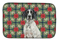 Black and White Pointer Christmas PoinsettIas Dish Drying Mat Absorbent Dish Drying Mat Pad for Kitchen Counter Dish Drainer Mat for Countertop, 14 x 21", Multicolor
