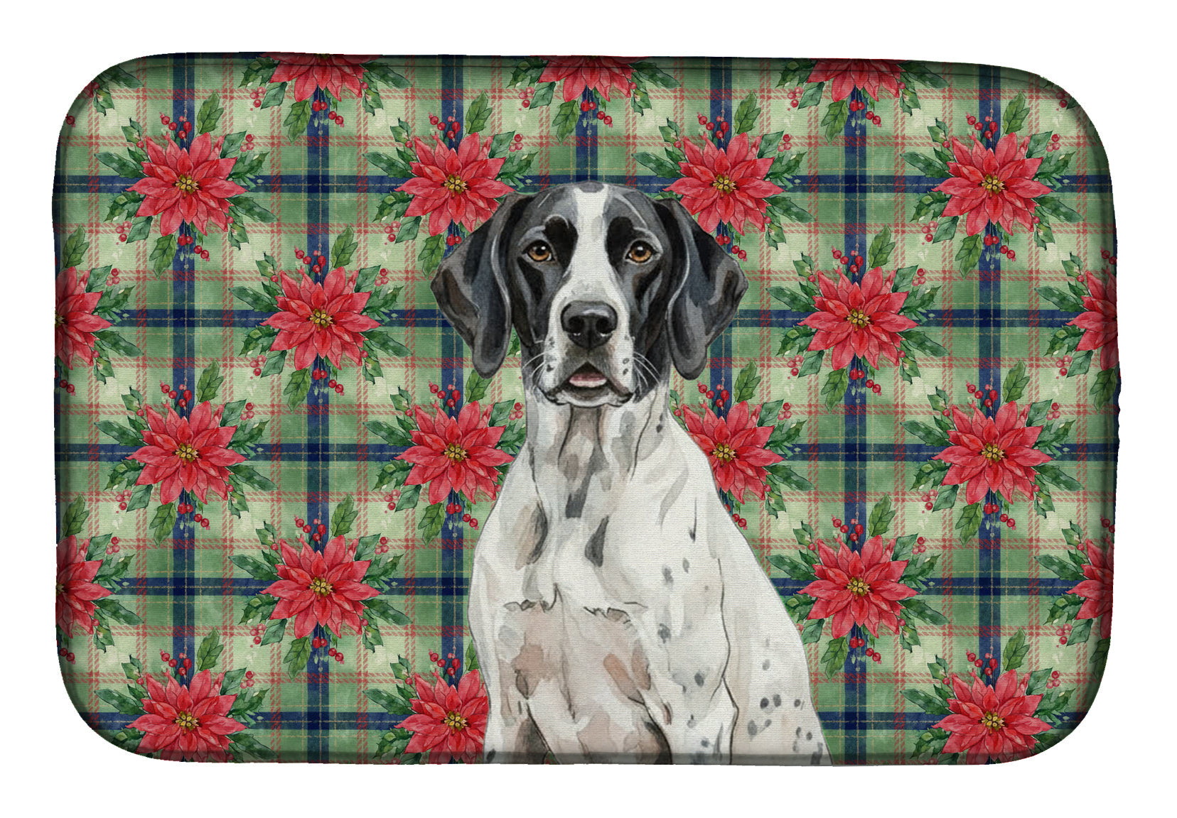 Black and White Pointer Christmas PoinsettIas Dish Drying Mat Absorbent Dish Drying Mat Pad for Kitchen Counter Dish Drainer Mat for Countertop, 14 x 21", Multicolor