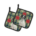 Black and White Pointer Christmas PoinsettIas Pot Holder Set of 2 Heat Resistant Quilted Hot Pads 7.5 x 7.5 Inch, Insulated Kitchen Trivets for Cooking & Baking
