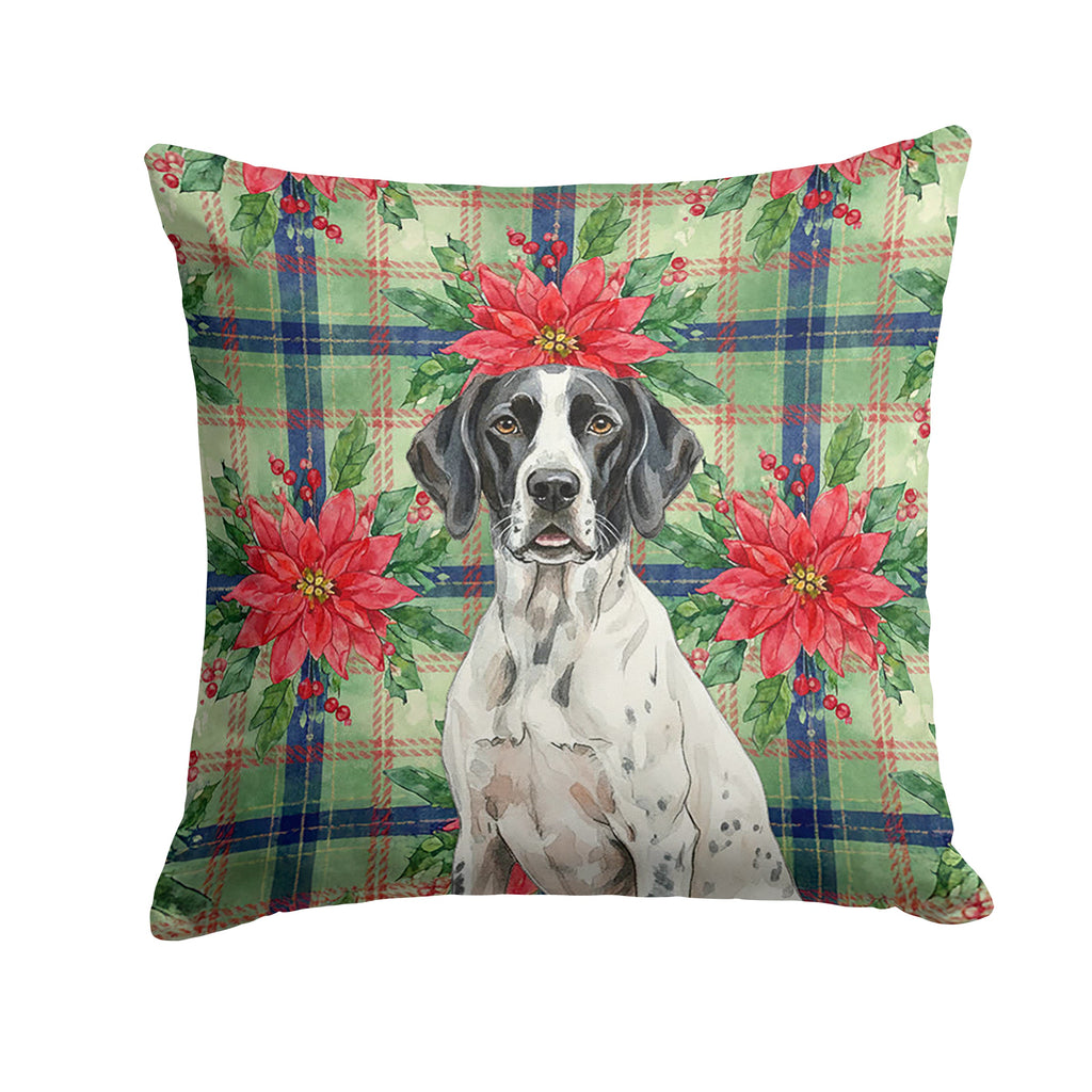 Black and White Pointer Christmas PoinsettIas Decorative Throw Pillow 14x14 Indoor Outdoor Accent Cushion, Fabric Cover with Insert for Sofa, Bed, Porch & Living Room