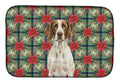 Liver and White Pointer Christmas PoinsettIas Dish Drying Mat Absorbent Dish Drying Mat Pad for Kitchen Counter Dish Drainer Mat for Countertop, 14 x 21", Multicolor