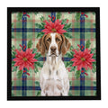 Liver and White Pointer Christmas PoinsettIas Framed Metal Print Bathroom, Kitchen, Office, Home Decor Wall Art Ready to Hang, Square, 8X8