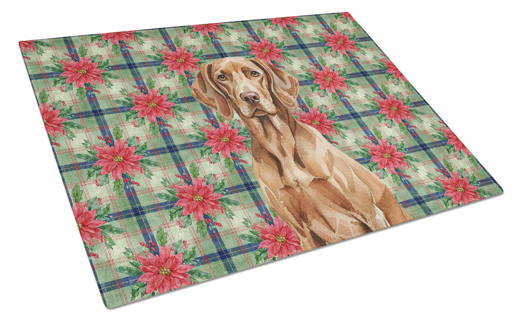 Liver Pointer Christmas PoinsettIas Cutting Board Tempered Glass Kitchen Cutting Surface, Heat Resistant Chopping, Non-Slip Feet, Food Prep & Serving