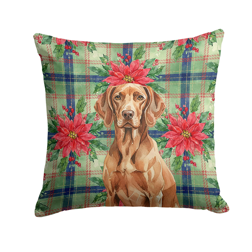 Liver Pointer Christmas PoinsettIas Decorative Throw Pillow 14x14 Indoor Outdoor Accent Cushion, Fabric Cover with Insert for Sofa, Bed, Porch & Living Room