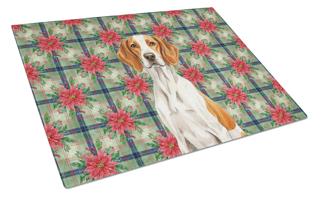 Orange and White Pointer Christmas PoinsettIas Cutting Board Tempered Glass Kitchen Cutting Surface, Heat Resistant Chopping, Non-Slip Feet, Food Prep & Serving