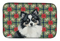 Black and White Pomeranian Christmas PoinsettIas Dish Drying Mat Absorbent Dish Drying Mat Pad for Kitchen Counter Dish Drainer Mat for Countertop, 14 x 21", Multicolor