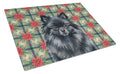 Black Pomeranian Christmas PoinsettIas Cutting Board Tempered Glass Kitchen Cutting Surface, Heat Resistant Chopping, Non-Slip Feet, Food Prep & Serving