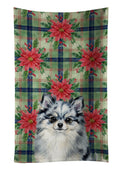 Blue Merle Pomeranian Christmas PoinsettIas Kitchen Towel Velour Plush Front and Cotton Loop Back Machine Washable