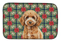 Miniature Apricot Poodle Christmas PoinsettIas Dish Drying Mat Absorbent Dish Drying Mat Pad for Kitchen Counter Dish Drainer Mat for Countertop, 14 x 21", Multicolor