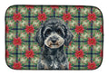 Miniature Black Poodle Christmas PoinsettIas Dish Drying Mat Absorbent Dish Drying Mat Pad for Kitchen Counter Dish Drainer Mat for Countertop, 14 x 21", Multicolor