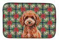 Miniature Red Poodle Christmas PoinsettIas Dish Drying Mat Absorbent Dish Drying Mat Pad for Kitchen Counter Dish Drainer Mat for Countertop, 14 x 21", Multicolor