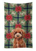 Miniature Red Poodle Christmas PoinsettIas Kitchen Towel Velour Plush Front and Cotton Loop Back Machine Washable