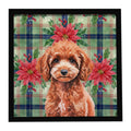 Miniature Red Poodle Christmas PoinsettIas Framed Metal Print Bathroom, Kitchen, Office, Home Decor Wall Art Ready to Hang, Square, 8X8