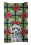 Miniature Silver Poodle Christmas PoinsettIas Kitchen Towel Velour Plush Front and Cotton Loop Back Machine Washable