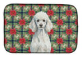 Standard White Poodle Christmas PoinsettIas Dish Drying Mat Absorbent Dish Drying Mat Pad for Kitchen Counter Dish Drainer Mat for Countertop, 14 x 21", Multicolor