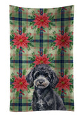 Toy Black Poodle Christmas PoinsettIas Kitchen Towel Velour Plush Front and Cotton Loop Back Machine Washable