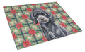 Toy Black Poodle Christmas PoinsettIas Cutting Board Tempered Glass Kitchen Cutting Surface, Heat Resistant Chopping, Non-Slip Feet, Food Prep & Serving