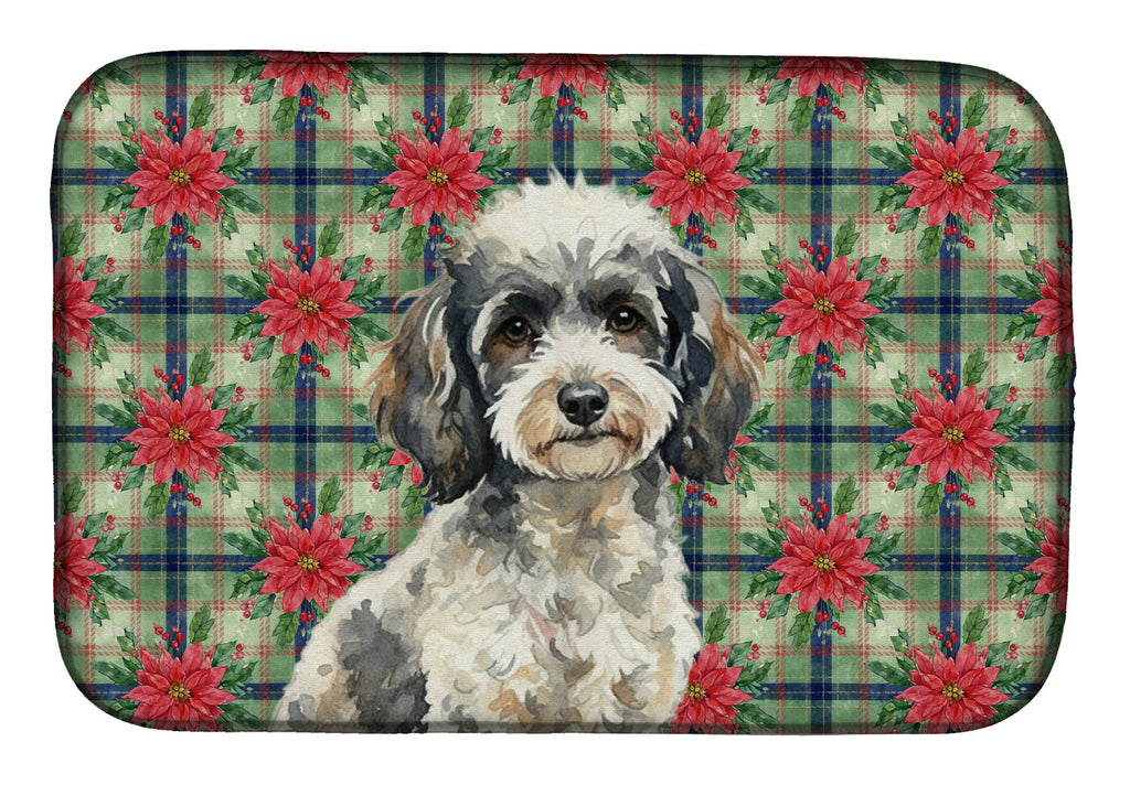 Toy Parti Poodle Christmas PoinsettIas Dish Drying Mat Absorbent Dish Drying Mat Pad for Kitchen Counter Dish Drainer Mat for Countertop, 14 x 21", Multicolor