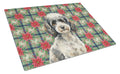Toy Parti Poodle Christmas PoinsettIas Cutting Board Tempered Glass Kitchen Cutting Surface, Heat Resistant Chopping, Non-Slip Feet, Food Prep & Serving