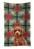 Toy Red Poodle Christmas PoinsettIas Kitchen Towel Velour Plush Front and Cotton Loop Back Machine Washable