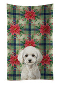 Toy White Poodle Christmas PoinsettIas Kitchen Towel Velour Plush Front and Cotton Loop Back Machine Washable