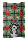 Portuguese Water Dog Christmas PoinsettIas Kitchen Towel Velour Plush Front and Cotton Loop Back Machine Washable