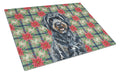Black Portuguese Water Dog Christmas PoinsettIas Cutting Board Tempered Glass Kitchen Cutting Surface, Heat Resistant Chopping, Non-Slip Feet, Food Prep & Serving