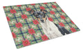 Black and White Rat Terrier Christmas PoinsettIas Cutting Board Tempered Glass Kitchen Cutting Surface, Heat Resistant Chopping, Non-Slip Feet, Food Prep & Serving