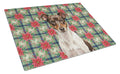 Chocolate and White Rat Terrier Christmas PoinsettIas Cutting Board Tempered Glass Kitchen Cutting Surface, Heat Resistant Chopping, Non-Slip Feet, Food Prep & Serving