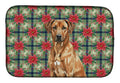 Rhodesian Ridgeback Christmas PoinsettIas Dish Drying Mat Absorbent Dish Drying Mat Pad for Kitchen Counter Dish Drainer Mat for Countertop, 14 x 21", Multicolor