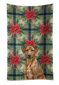 Rhodesian Ridgeback Christmas PoinsettIas Kitchen Towel Velour Plush Front and Cotton Loop Back Machine Washable