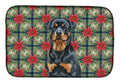 Rottweiler Christmas PoinsettIas Dish Drying Mat Absorbent Dish Drying Mat Pad for Kitchen Counter Dish Drainer Mat for Countertop, 14 x 21", Multicolor