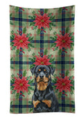 Rottweiler Christmas PoinsettIas Kitchen Towel Velour Plush Front and Cotton Loop Back Machine Washable