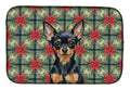 Black and Tan Russian Toy Christmas PoinsettIas Dish Drying Mat Absorbent Dish Drying Mat Pad for Kitchen Counter Dish Drainer Mat for Countertop, 14 x 21", Multicolor