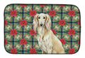 Cream Saluki Christmas PoinsettIas Dish Drying Mat Absorbent Dish Drying Mat Pad for Kitchen Counter Dish Drainer Mat for Countertop, 14 x 21", Multicolor