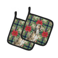 Grizzle Saluki Christmas PoinsettIas Pot Holder Set of 2 Heat Resistant Quilted Hot Pads 7.5 x 7.5 Inch, Insulated Kitchen Trivets for Cooking & Baking